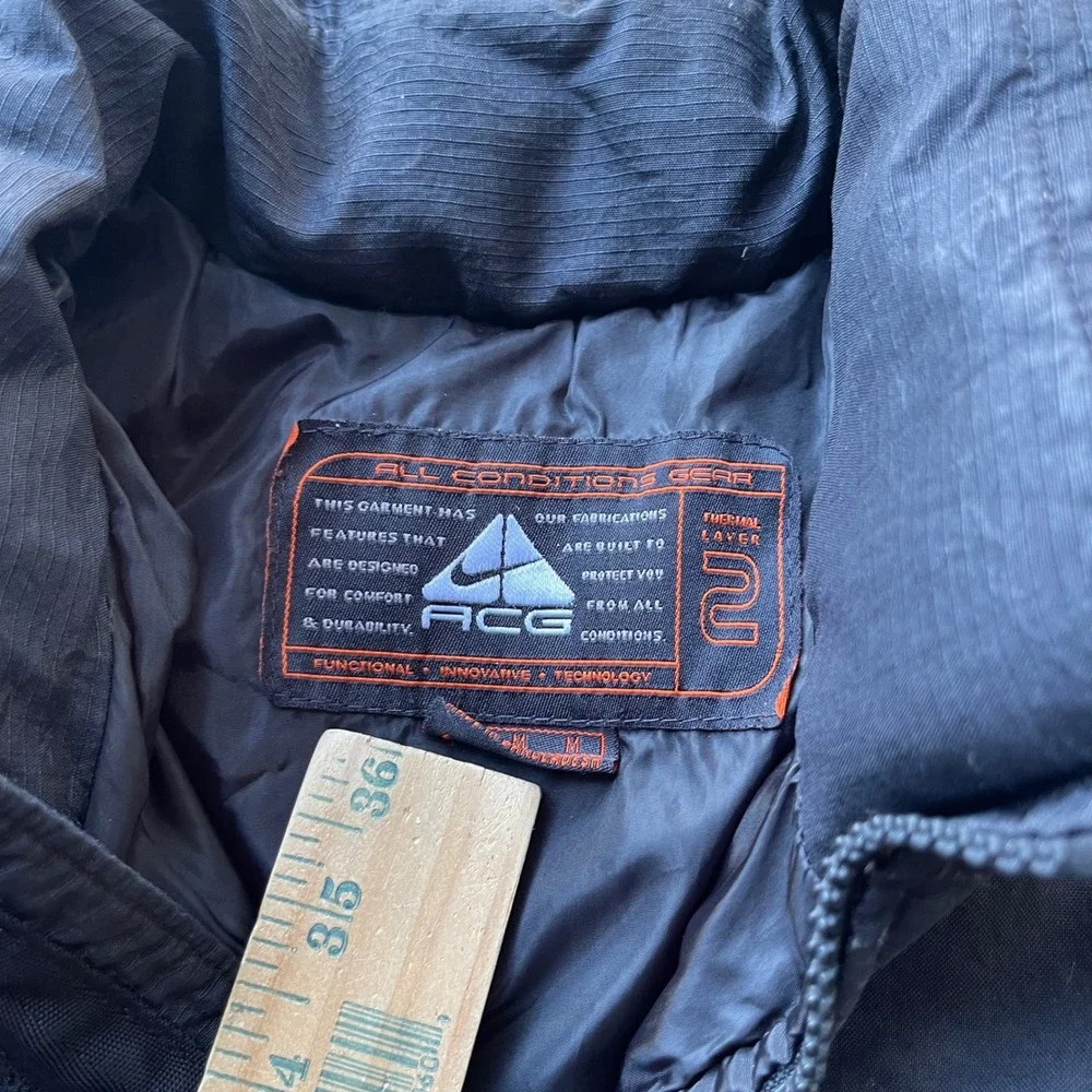 Vintage Nike ACG Puffer Jacket Black Down Fill Thermal Layer 2 Mens Medium
